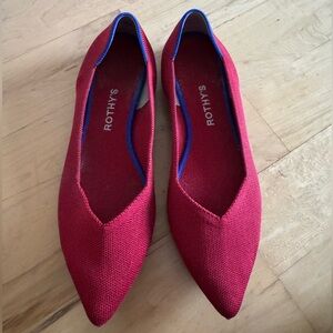 Rothy’s The Point – Red Knit Pointed Flats | Women’s 11.5 | Washable